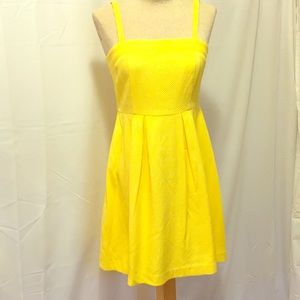 Loft Yellow Fit and Flare Dress